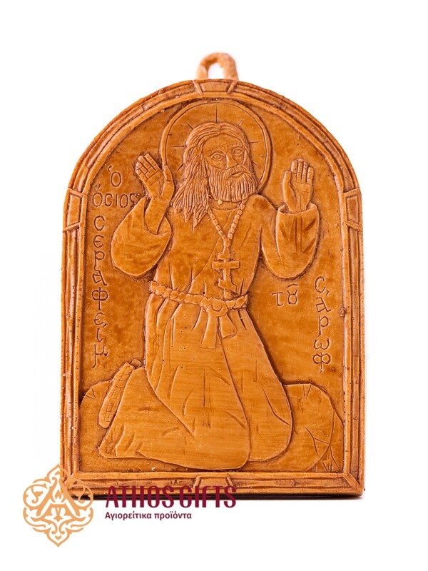 Handmade icon of Saint Seraphim of Sarov made of beeswax