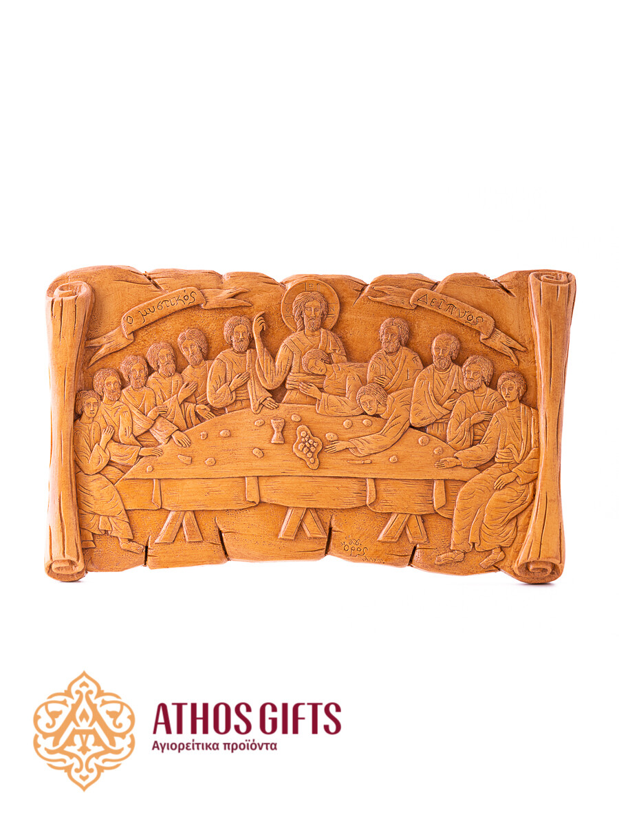 The icon “The Last Supper” made of beeswax is handcrafted.