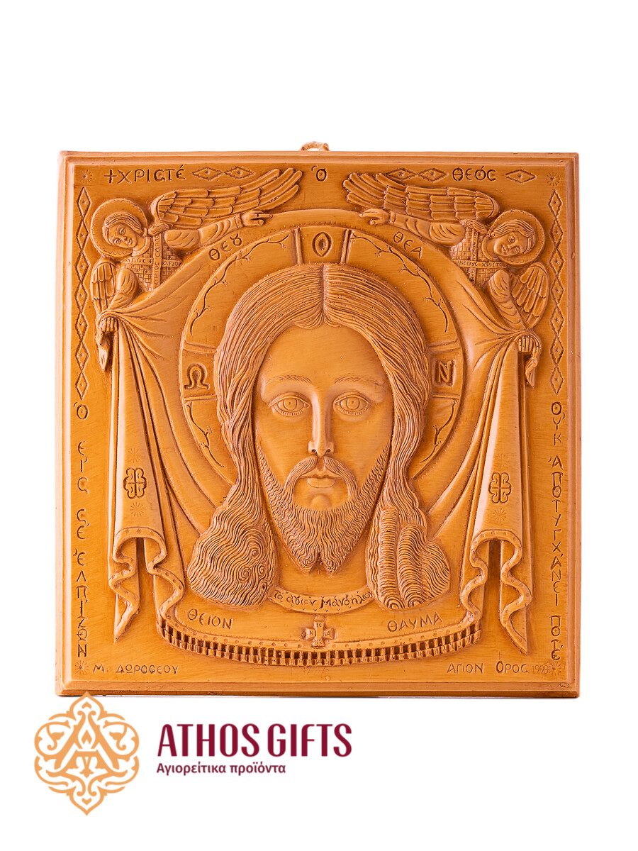 Handmade icon of the Holy Mandylion made of beeswax