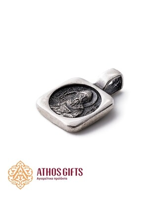 Silver pendant with the image of St. Spyridon from the Church of St. Spyridon of Trimythous (Corfu)