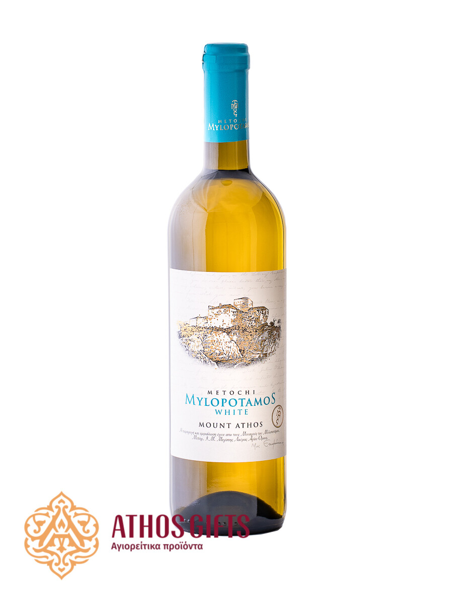 Milopotamos dry white wine.