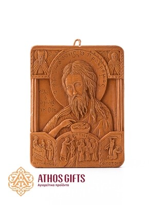 Icon of John the Forerunner made of beeswax, handcrafted