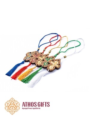 Wood and metal cross for the car, 6.5 cm.