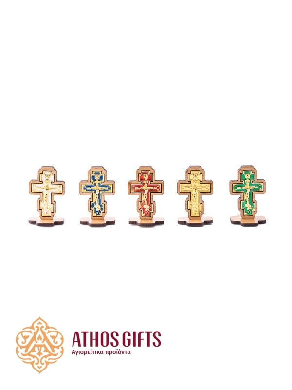 Wood and metal cross for the car, 5.5 cm.