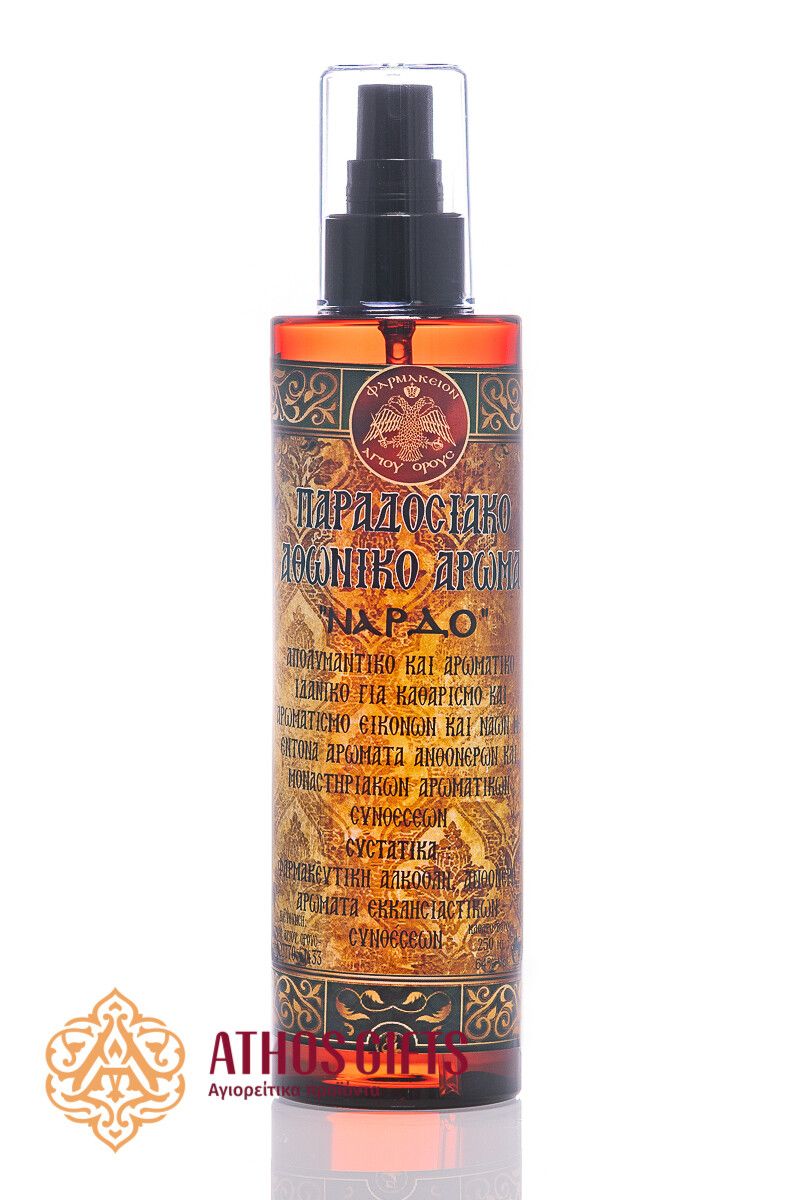 Athonite aromatic spray “Nard” for cleaning and polishing icons.