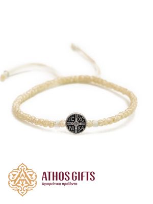 Woven bracelets with an icon on a metal insert depicting a cross and the inscription: ΙΣ ΧΣ ΝΙ ΚΑ