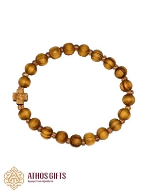 Wooden bracelet with rhinestones and a cross