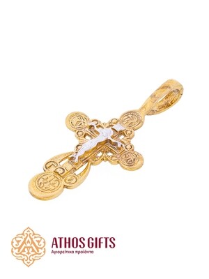 A cross pendant for the neck made of silver with gilding.