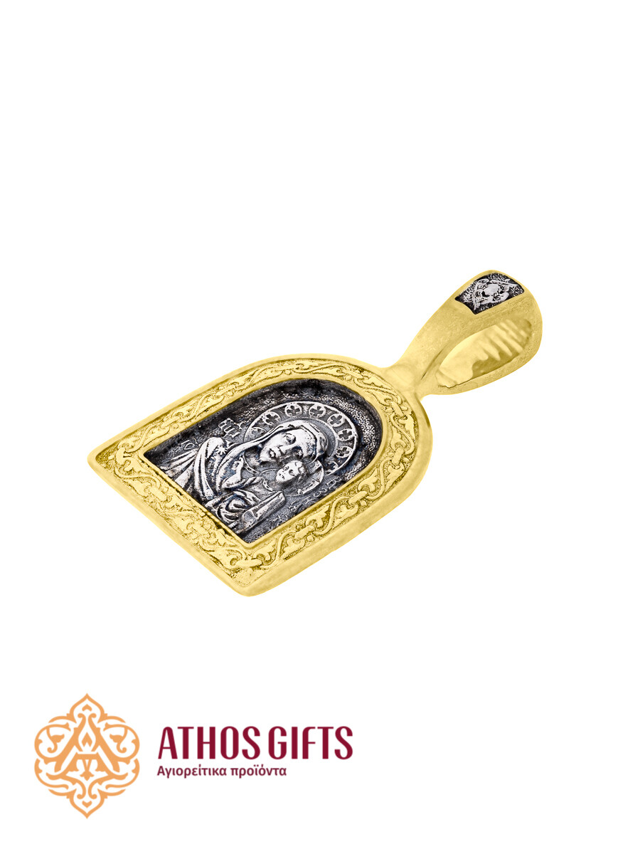 Silver medallion icon with the image of the Kazan Mother of God