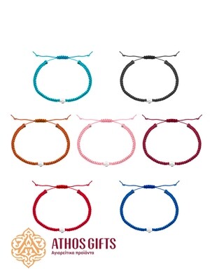 Braided bracelets with a silver insert in the shape of a cross