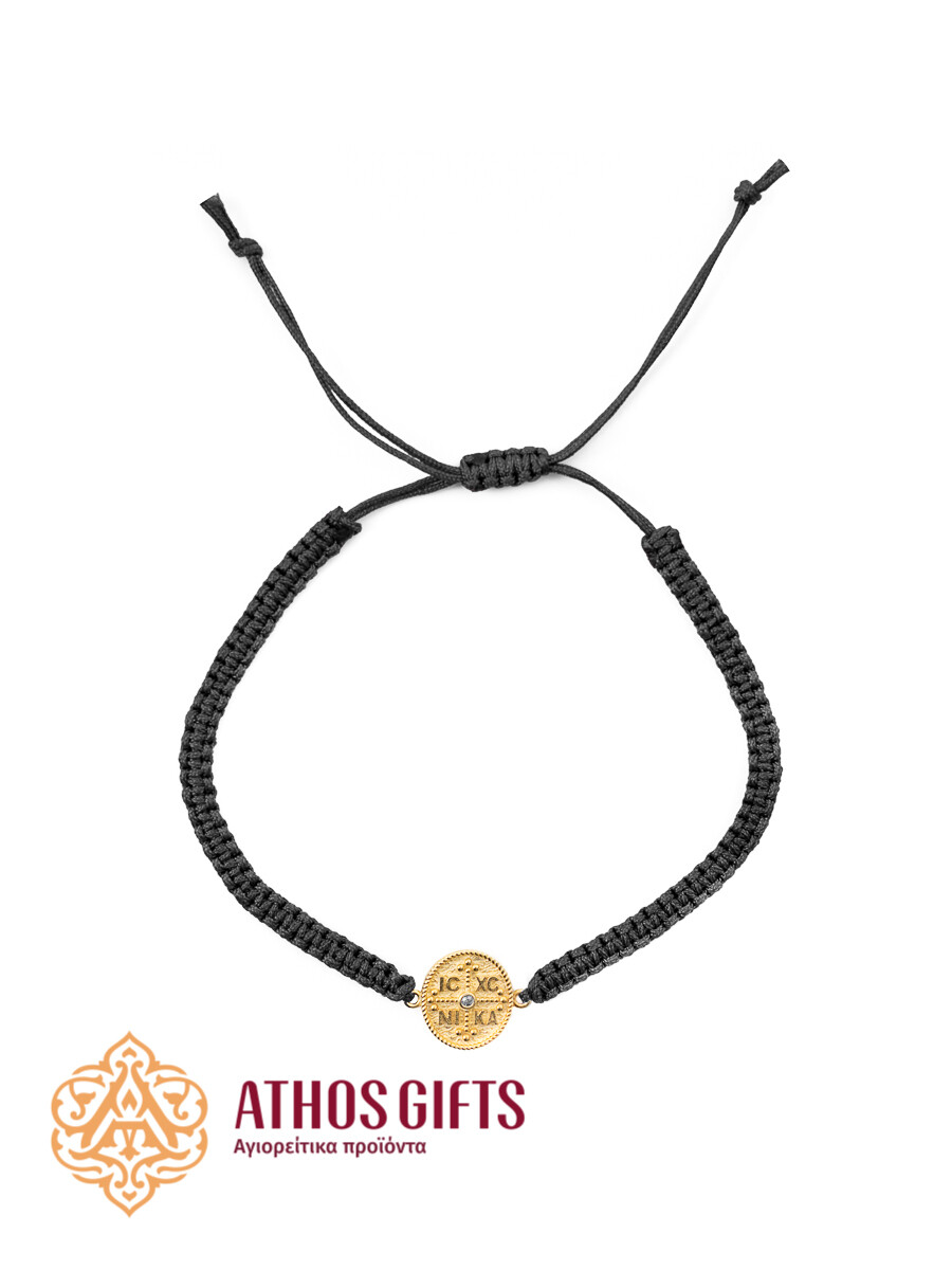 Black braided bracelet with an insert made of gold-plated 925 sterling silver