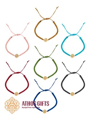 Braided bracelet with an insert made of gold-plated 925 sterling silver depicting the Christogram ΙΣ ΧΣ ΝΙΚΑ 