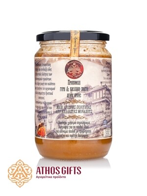 Mount Athos honey with propolis, pollen, and royal jelly.