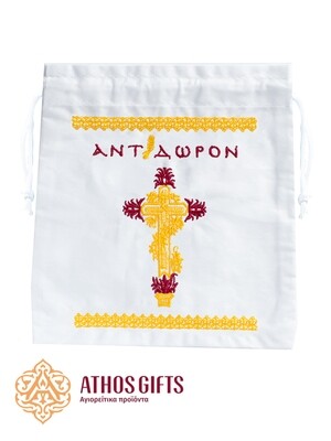 Bag for storing prosphora, artos, and antidoron with embroidery