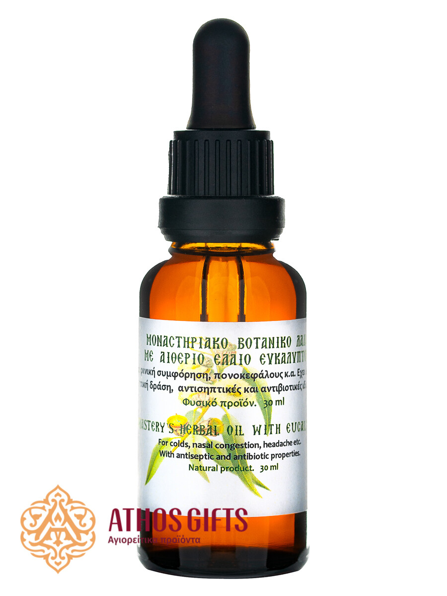 An oil infusion with eucalyptus based on natural olive oil and herbs.
