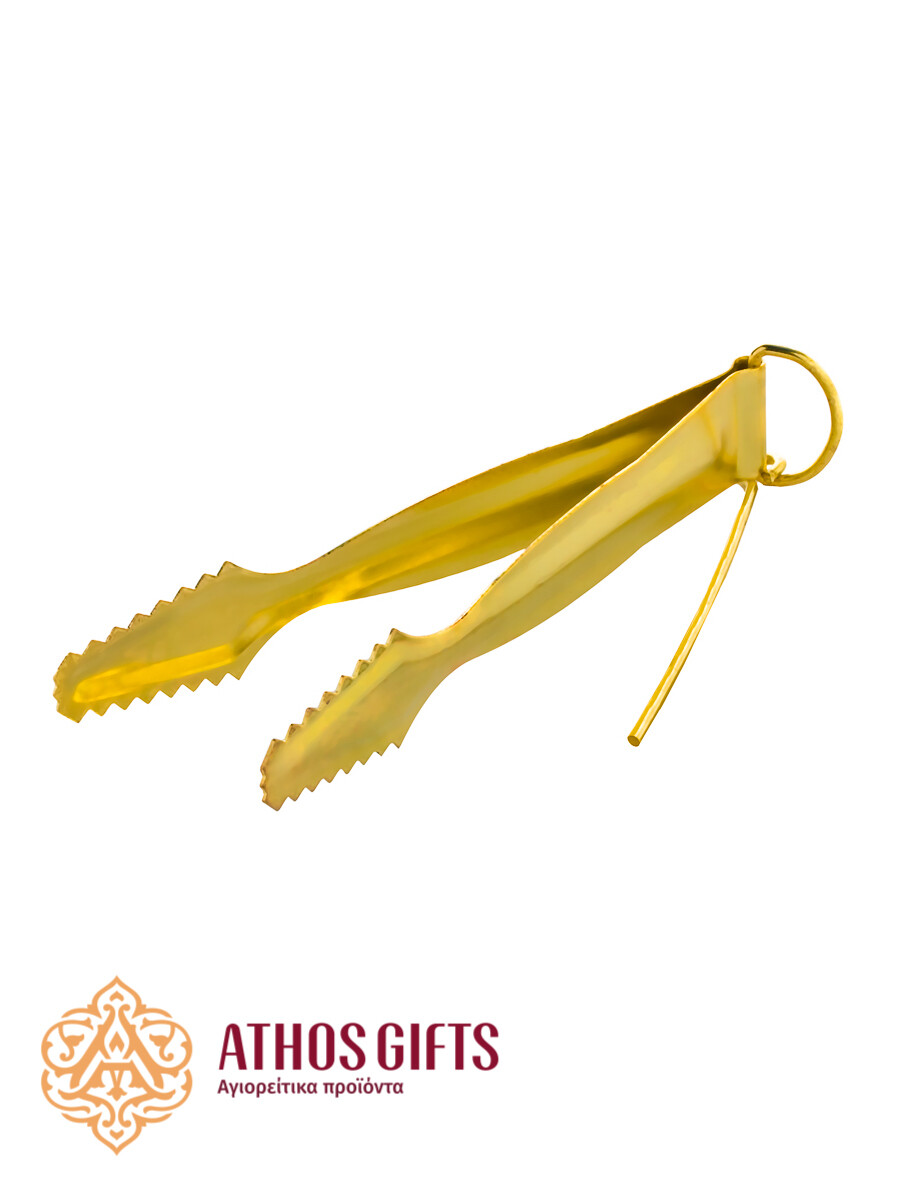 Metal tongs for charcoal and incense.