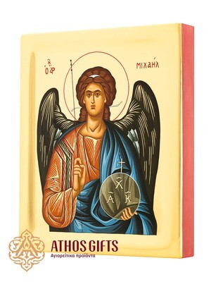 An icon of Archangel Michael, made on natural linden wood using the Byzantine gilding technique.