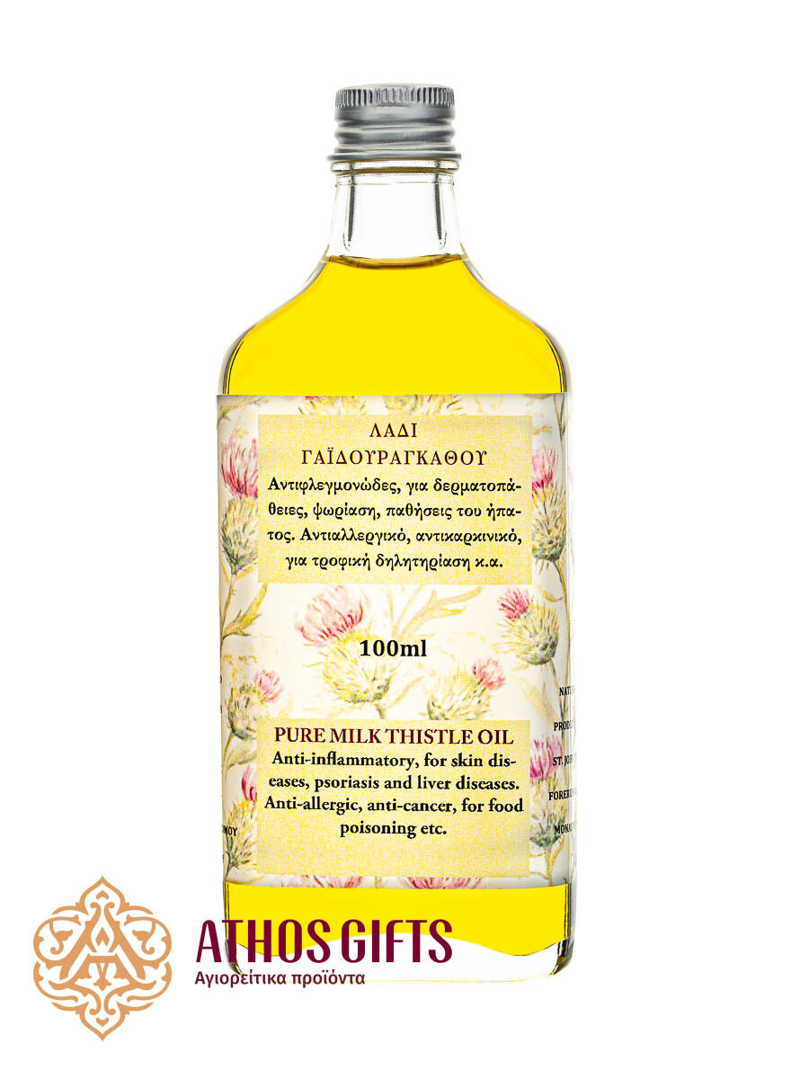 Monastery milk thistle oil used in the treatment of psoriasis and skin diseases.