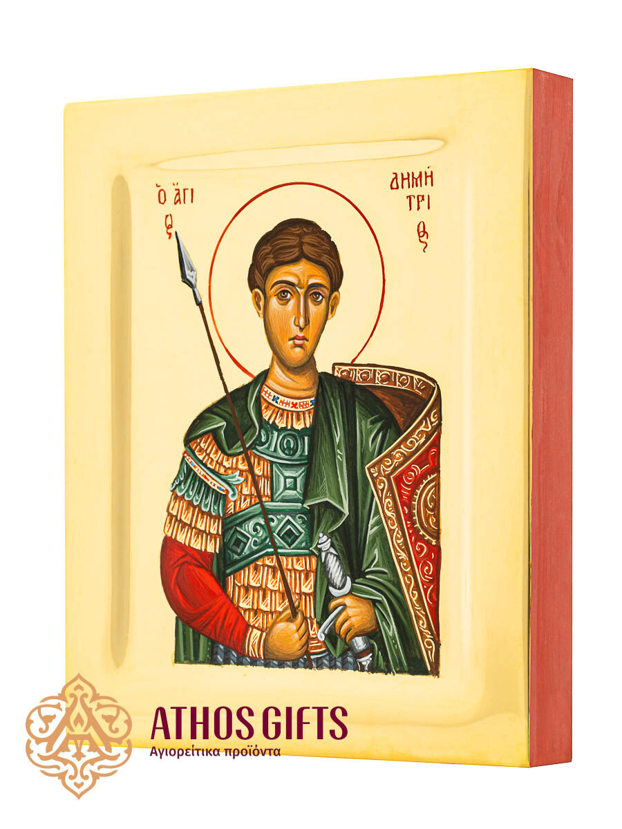 Icon of Saint Demetrius, crafted on natural linden wood using the water gilding technique