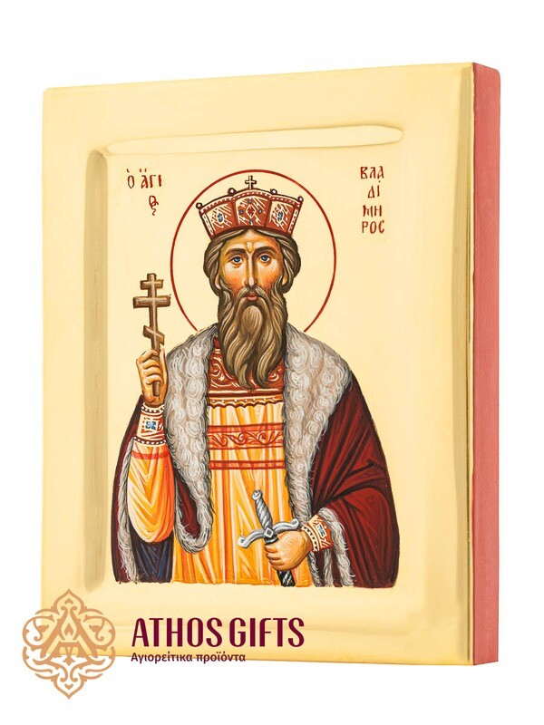Icon of Saint Vladimir made on natural linden wood