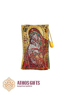 Cloth locket with the image of Jesus Christ and the Mother of God