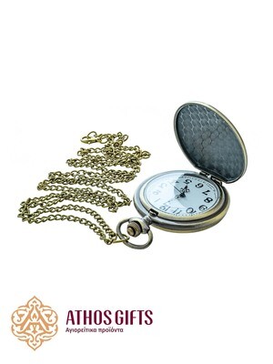 Pendant watch on a chain with a hinged cover featuring the Christogram IC XC NIKA.