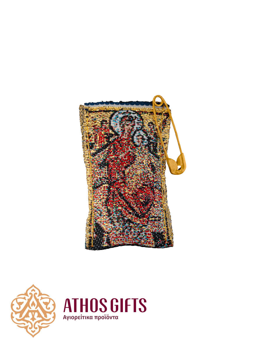 Fabric amulet featuring the Mother of God Pantanassa.