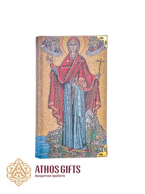 Ruled notebook with a fabric cover featuring an image of the Mother of God Athonitissa