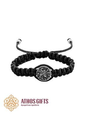 Woven bracelet with a metal icon of Saint George