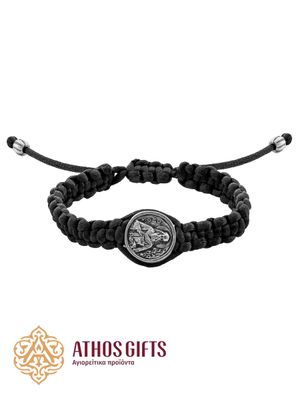 Woven bracelet with a metal icon of Saint Nectarios