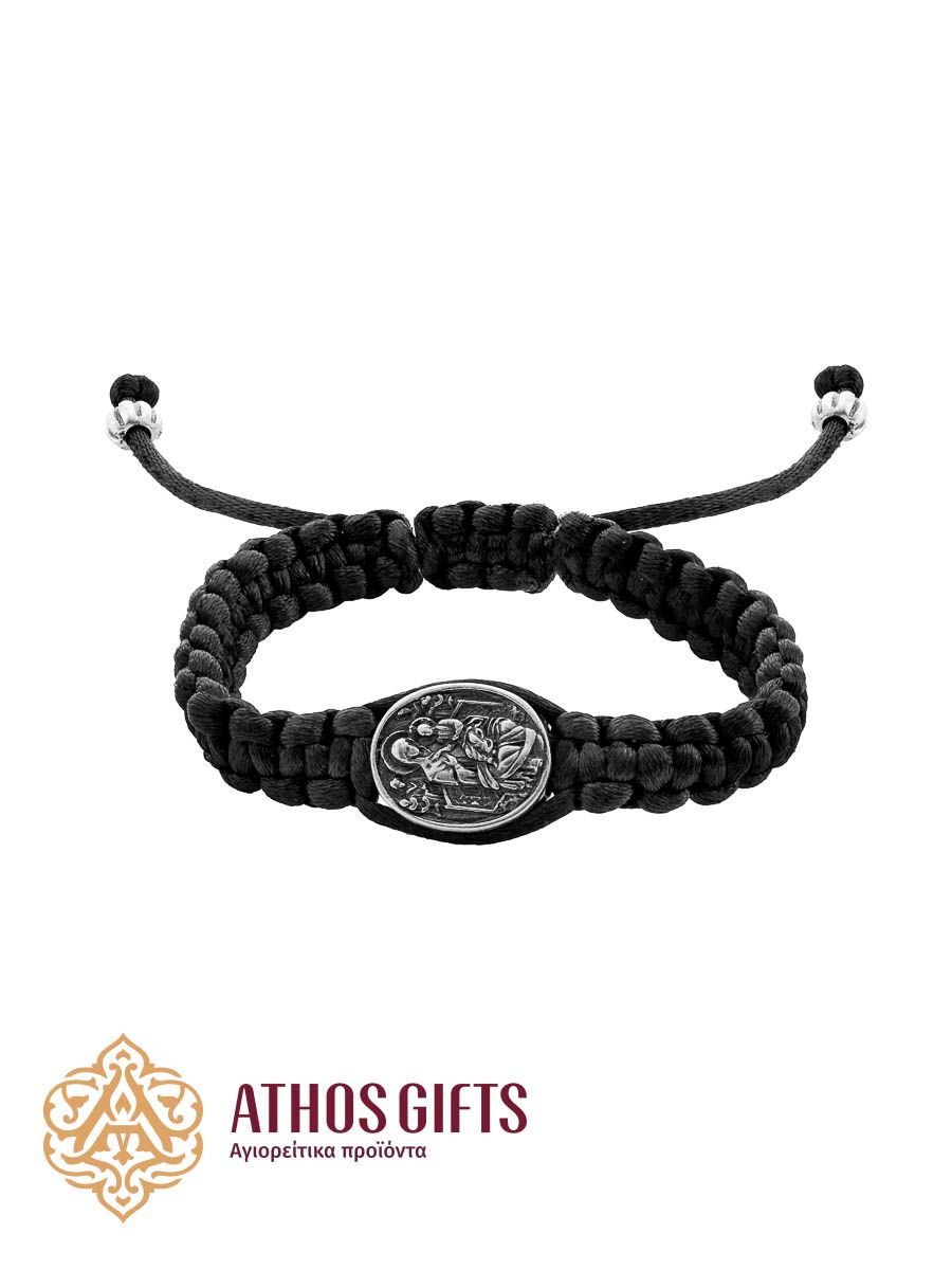 Woven bracelet with a metal icon of the Mother of God “Pantanassa”