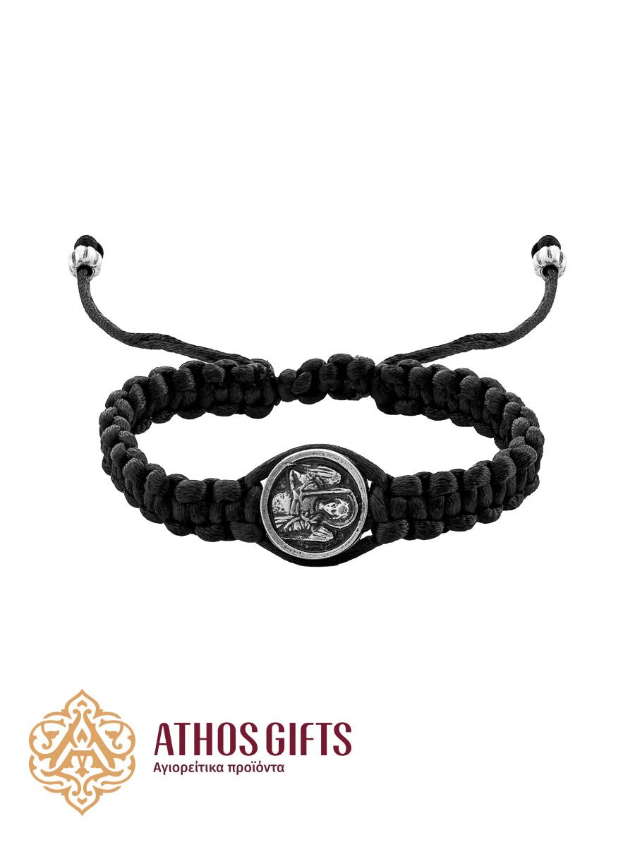 Woven bracelet with a metal icon of Archangel Michae