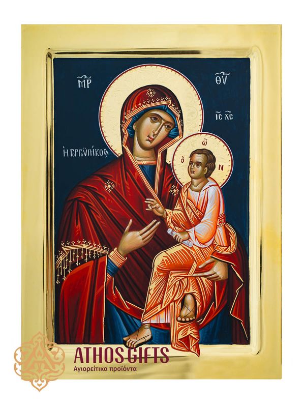Icon of the Mother of God “Quick to Hear” (Gorgoepikoos), made on natural linden wood.