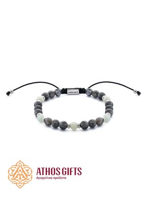 Bracelet made of labradorite and amazonite with silver.