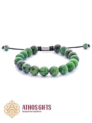 Handmade zoisite bracelet made from high-grade natural stones on a cord base