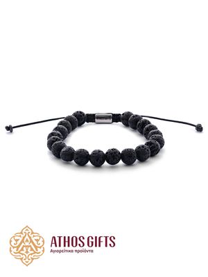 Handmade bracelet made of lava stone.