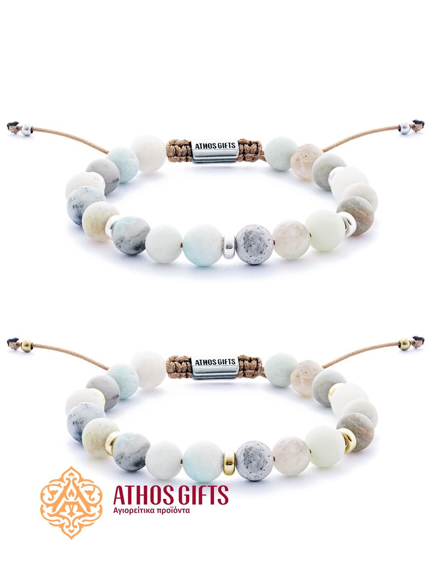 Amazonite bracelet with silver and gilded silver