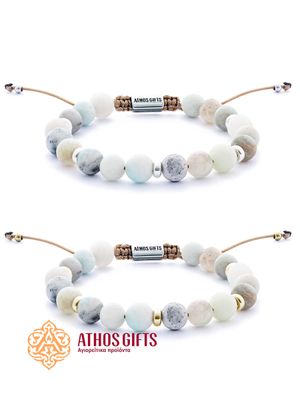 Amazonite bracelet with silver and gilded silver