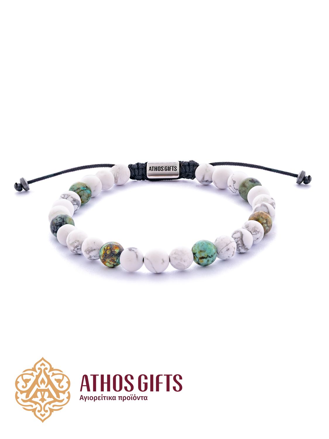 Handmade bracelet made of howlite and African turquoise