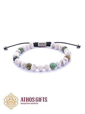 Handmade bracelet made of howlite and African turquoise