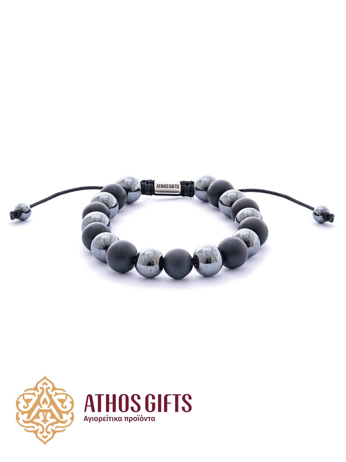 Handmade bracelet made of natural onyx and hematite stones