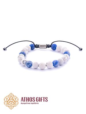 Handmade bracelet made of natural howlite and sodalite stones