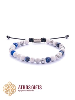 Handmade bracelet made of natural howlite and lapis lazuli stones