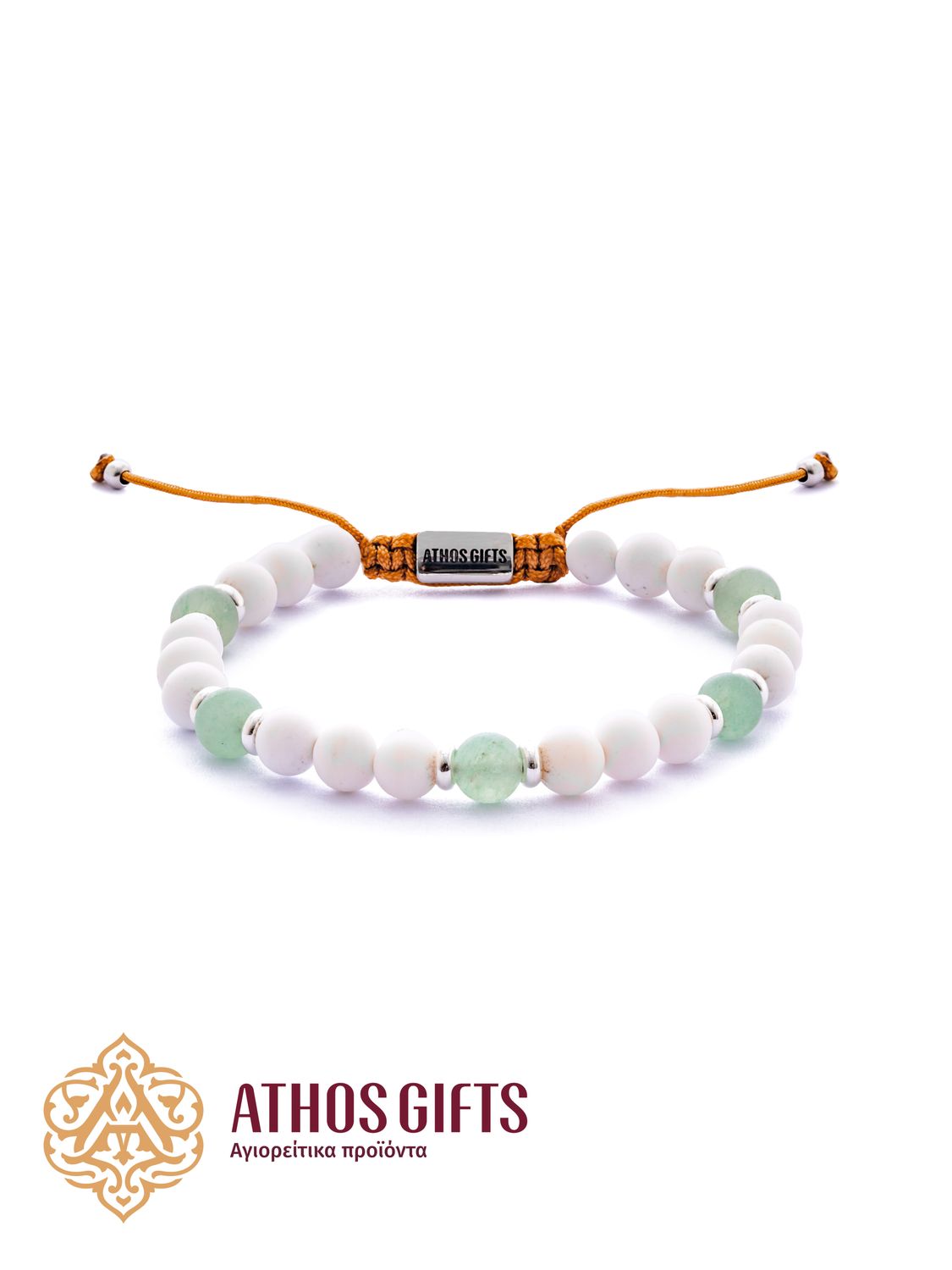 White Onyx &amp; Aquamarine Bracelet with Silver