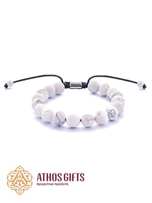 Handmade bracelet made of natural howlite stones on a cord base
