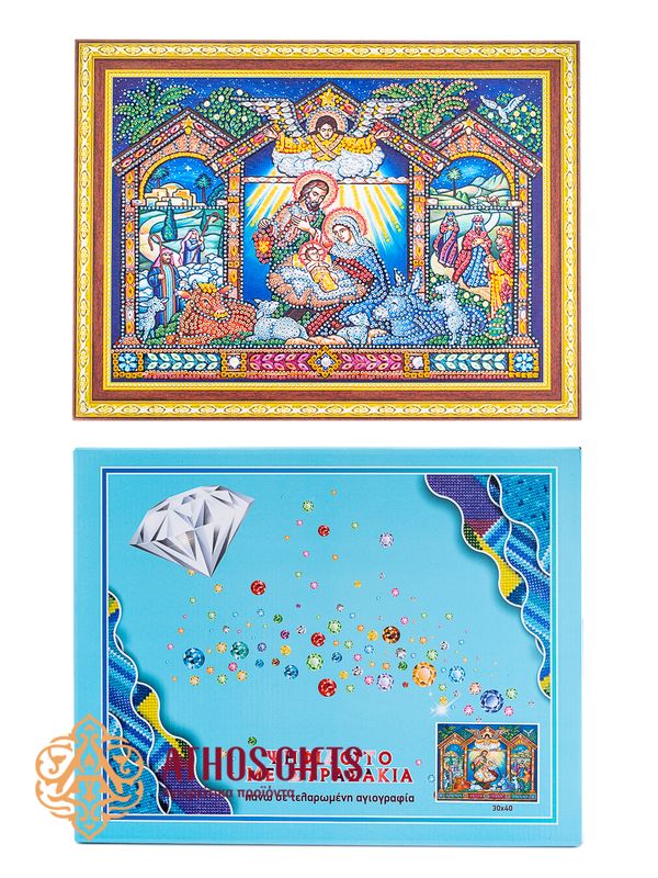 Set de pictură cu diamante 30×40 cm cu strasuri, 16 culori și dimensiuni diferite