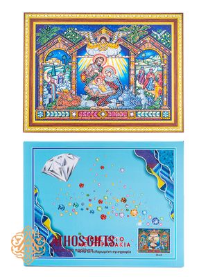 Diamond painting kit 30×40 cm with rhinestones, 16 different colors and sizes