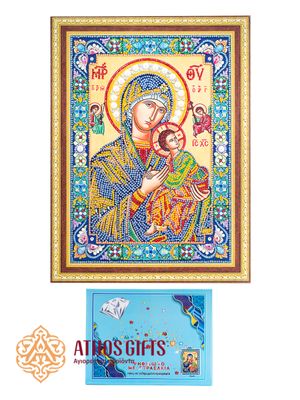Diamond painting kit “The All-Merciful Protectress” 30x40 cm with rhinestones in 17 different colors.