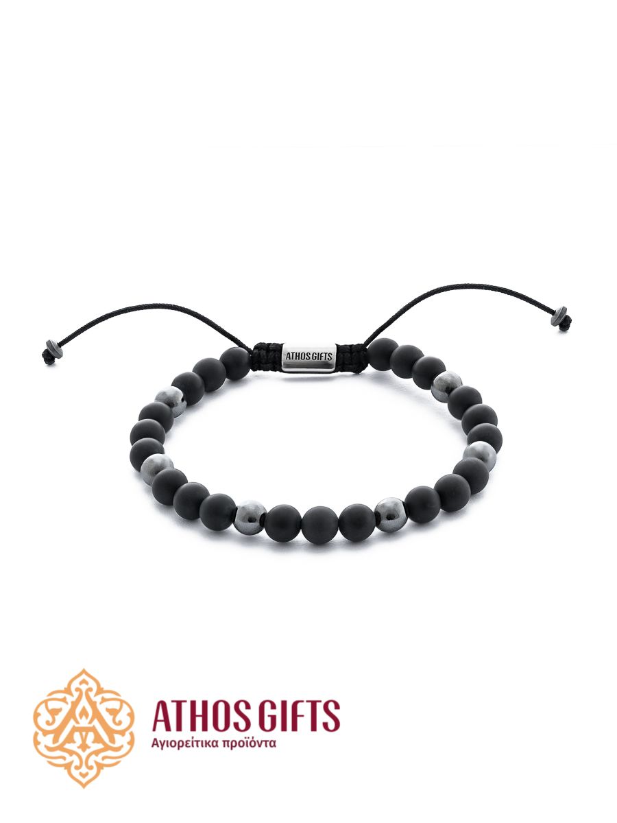 Handmade bracelet made of natural onyx and hematite stones