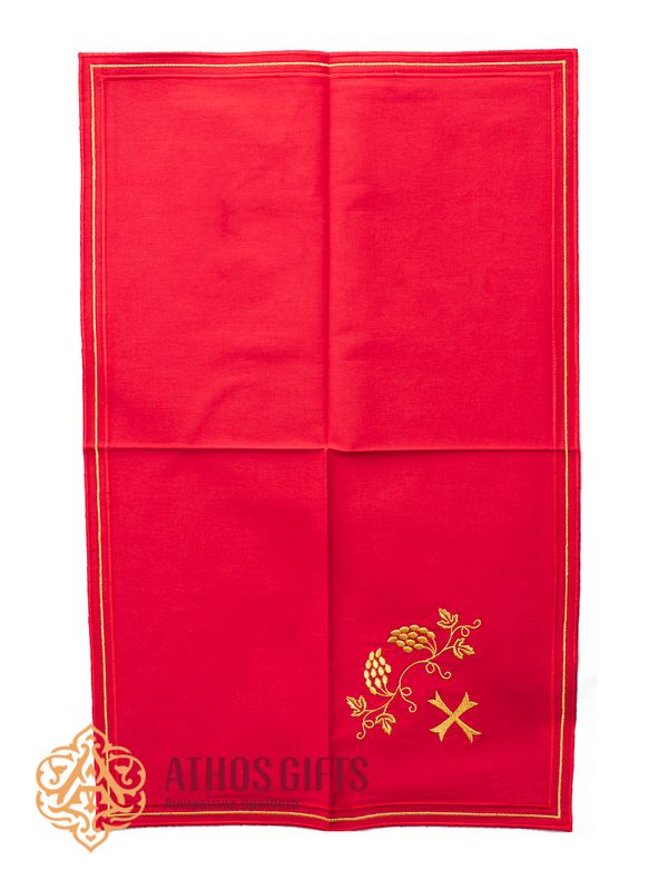 Cloth made of red cotton fabric with gold embroidery
